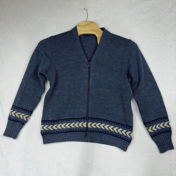 Ansett Pure Wool Zip Jacket Sweater men's SZ 20 Cardigan Sweater Australia Blue - Picture 1 of 16